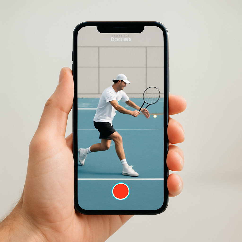スマホでプレーを撮影する様子